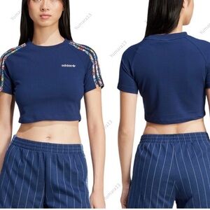 NEW ADIDAS ORIGINALS X LIBERTY LONDON 3-STRIPES INFILL BABY TEE medium